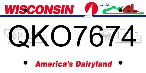 QKO7674 Wisconsin License Plate