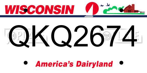 QKQ2674 Wisconsin License Plate