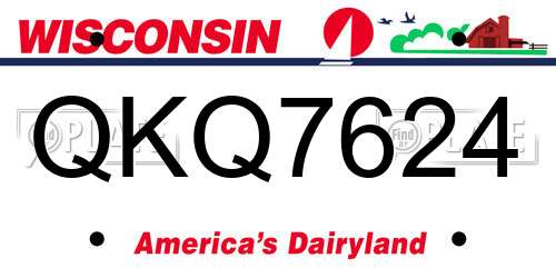 QKQ7624 Wisconsin License Plate