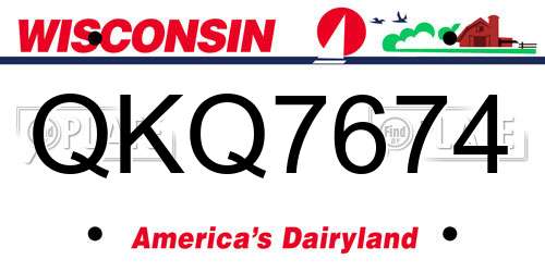 QKQ7674 Wisconsin License Plate