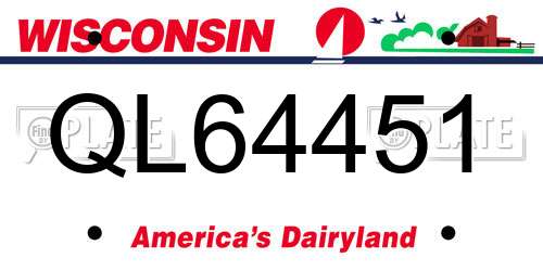 QL64451 Wisconsin License Plate