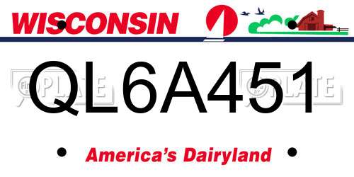 QL6A451 Wisconsin License Plate
