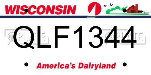 QLF1344 Wisconsin License Plate