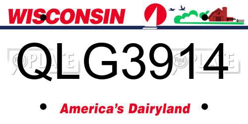 QLG3914 Wisconsin License Plate