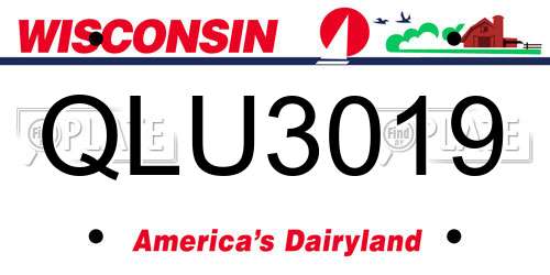 QLU3019 Wisconsin License Plate