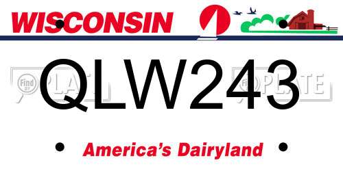 QLW243 Wisconsin License Plate
