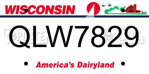 QLW7829 Wisconsin License Plate