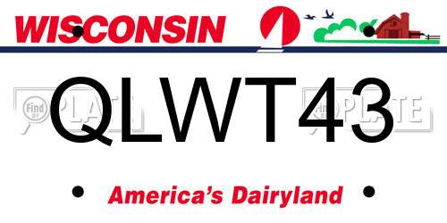 QLWT43 Wisconsin License Plate
