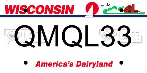 QMQL33 Wisconsin License Plate