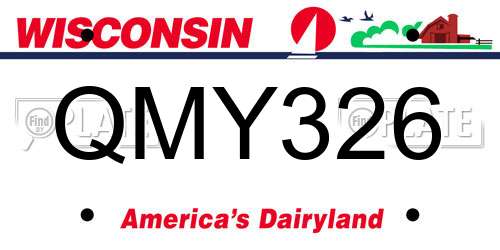 QMY326 Wisconsin License Plate