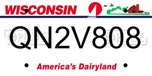QN2V808 Wisconsin License Plate