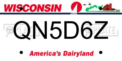 QN5D6Z Wisconsin License Plate