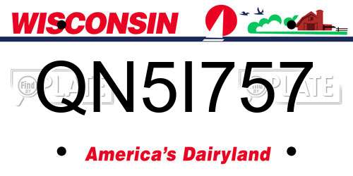 QN5I757 Wisconsin License Plate