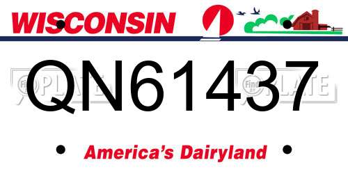 QN61437 Wisconsin License Plate