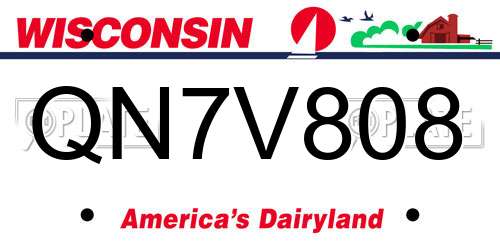 QN7V808 Wisconsin License Plate