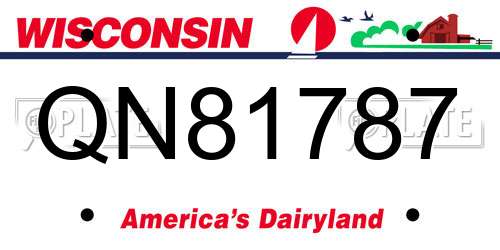 QN81787 Wisconsin License Plate