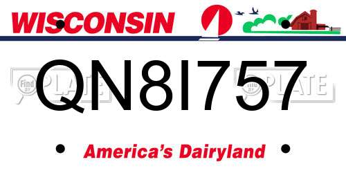 QN8I757 Wisconsin License Plate