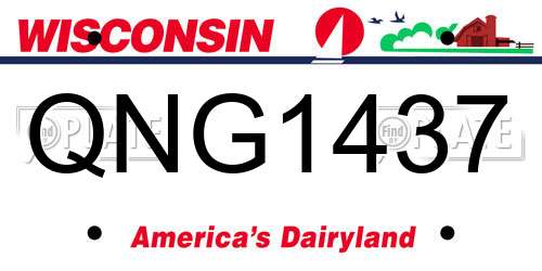 QNG1437 Wisconsin License Plate