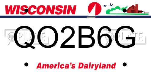 QO2B6G Wisconsin License Plate
