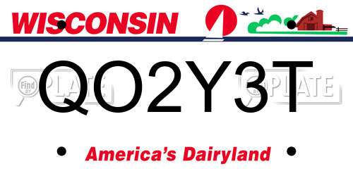 QO2Y3T Wisconsin License Plate