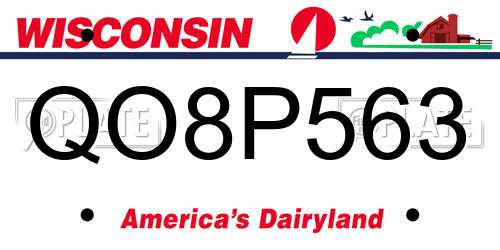 QO8P563 Wisconsin License Plate