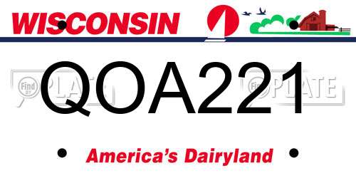 QOA221 Wisconsin License Plate