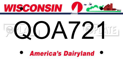 QOA721 Wisconsin License Plate