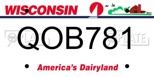 QOB781 Wisconsin License Plate