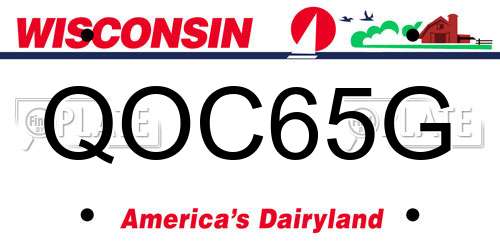QOC65G Wisconsin License Plate