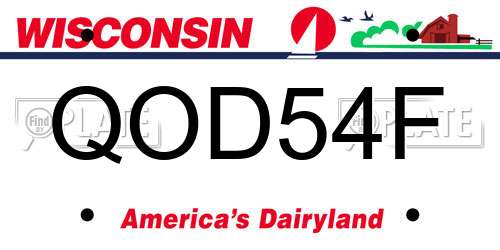 QOD54F Wisconsin License Plate