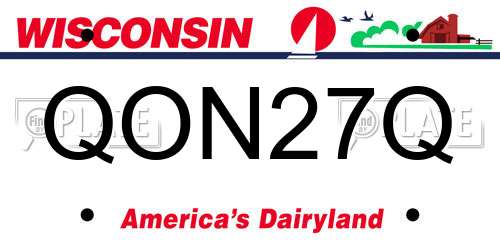 QON27Q Wisconsin License Plate