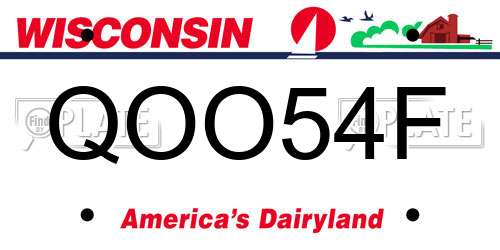 QOO54F Wisconsin License Plate