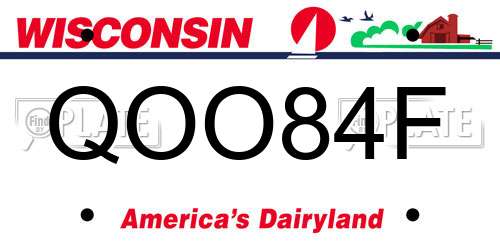 QOO84F Wisconsin License Plate