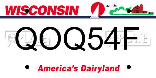 QOQ54F Wisconsin License Plate