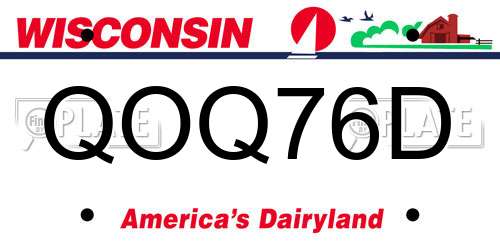 QOQ76D Wisconsin License Plate
