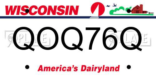 QOQ76Q Wisconsin License Plate