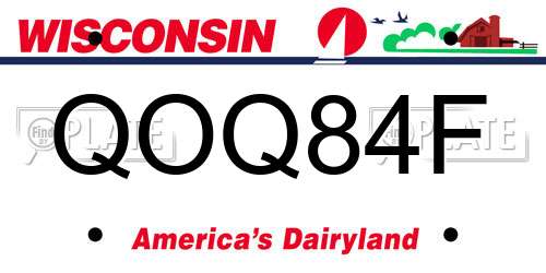QOQ84F Wisconsin License Plate