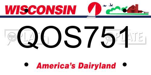 QOS751 Wisconsin License Plate