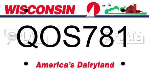 QOS781 Wisconsin License Plate