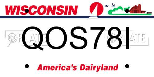 QOS78I Wisconsin License Plate