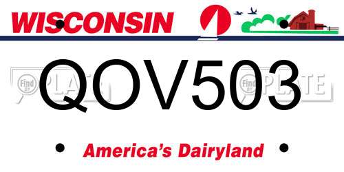 QOV503 Wisconsin License Plate
