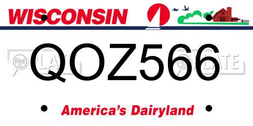QOZ566 Wisconsin License Plate
