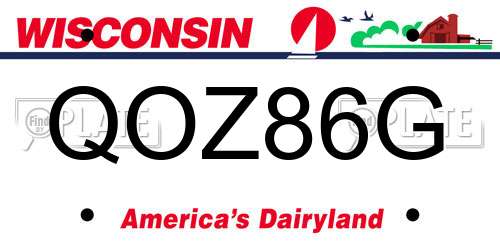 QOZ86G Wisconsin License Plate