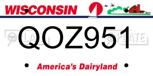 QOZ951 Wisconsin License Plate