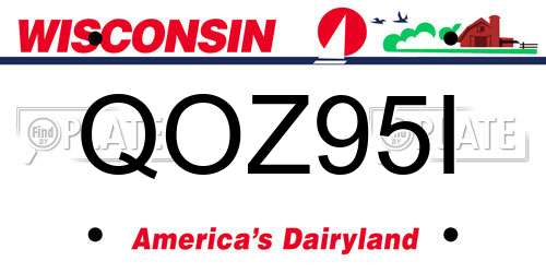 QOZ95I Wisconsin License Plate