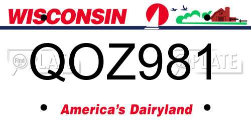 QOZ981 Wisconsin License Plate