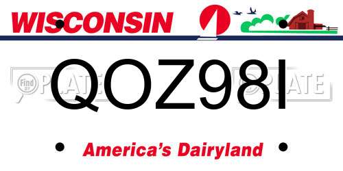 QOZ98I Wisconsin License Plate