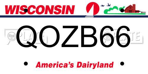 QOZB66 Wisconsin License Plate