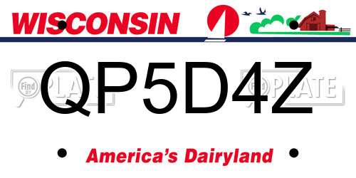 QP5D4Z Wisconsin License Plate