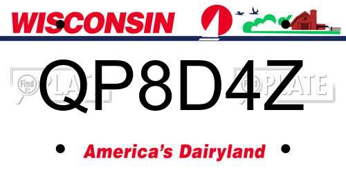 QP8D4Z Wisconsin License Plate